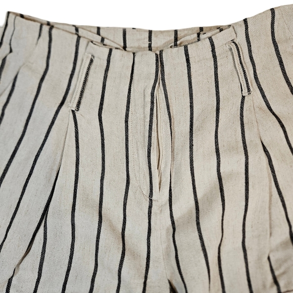 Worthington High Waisted Linen Blend Shorts, Cream/Black Stripes, 10 - Picture 2 of 12